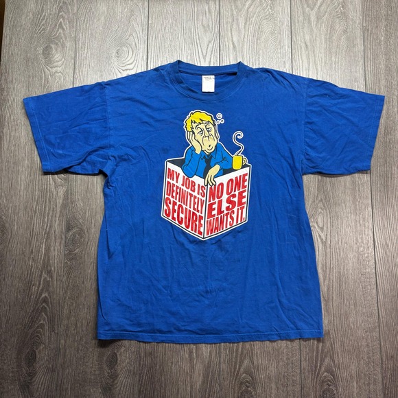 American Vintage Other - Vintage Job Secure 1990s Funny Graphic Shirt Blue Large Street Legal Cartoon